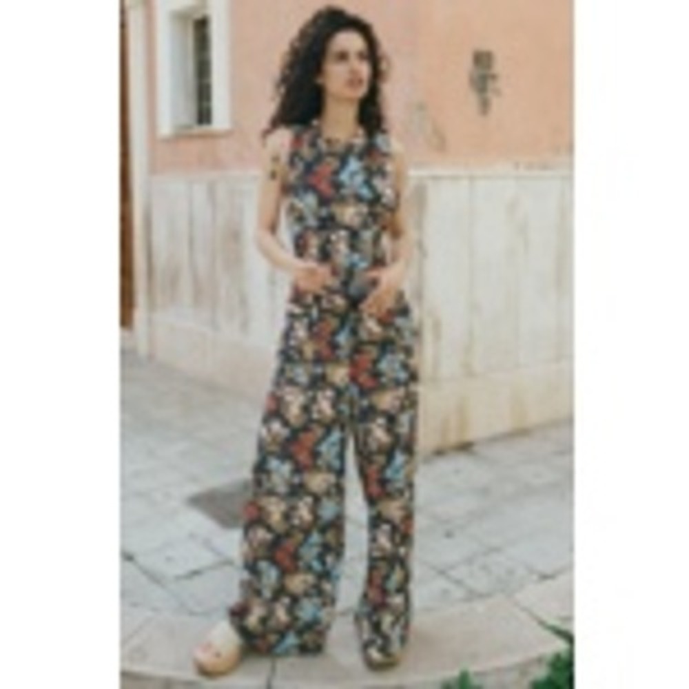 NWT Spell Flora Jumpsuit Mystic Navy Floral Wide Leg Boho Size M‎ Cottagecore